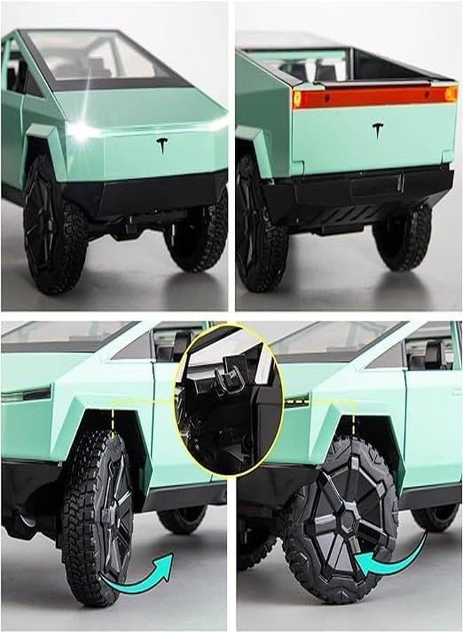 KING FORU 1:24 Scale Die-Cast CyberTruck【Free Wheel】 with 6 Openable Doors,Steerable Tyres,Working Horn,Working Lights, Multicolor - Image 3